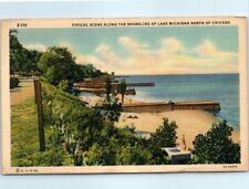 Postcard - Typical Scene Along the Shoreline of Lake Michigan North of Chicago picture