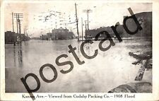 1908 KANSAS CITY MO, 1908 Flood, View from Cudahy Packing Co, postcard jj061 picture