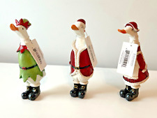 Transpac Resin Whimsical Christmas Duck Figurines Santa & Elf Clothes Set of 3 picture
