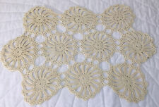 Vintage Large Oval Doily, Flower Design, Cotton, Hand Crocheted, Ivory picture