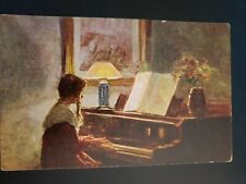 RPP Interior With Woman Playing The Piano by Poul Friis Nybo Vintage Postcard picture