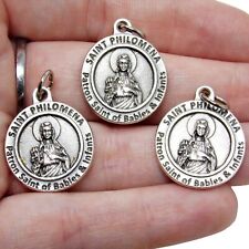 Patron St Saint Philomena Silver Tone Pendant Prayer Medals Rosary Parts 1 In picture