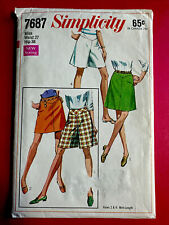 UNCUT 1960’s Simplicity 7687 Misses Skirt & Pantskirt Waist 27 Sewing Pattern picture