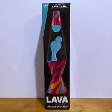 14.5” Turquoise Wax & Clear Liquid Lava Lamp With  Colorful Fiery Decal On Base picture