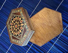 Gorgeous Handcrafted Wooden Inlay Marquetry Hexagon Geometric  Covered Box picture
