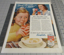1943 Print Ad Campbell's Tomato Juice Little Girl Says This is Keen picture