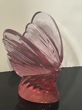 FENTON Art Glass PINK Winged BUTTERFLY Figurine Marked Fenton Oval 8 Lot #1 picture