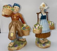 Vintage Royal Worcester Dutch Boy & Girl W/Flower Baskets #2922 & 2923, Signed picture