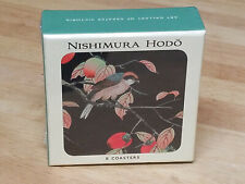 NISHIMURA HODO 8 Cork-Backed Laminated Coasters - SPARROW HAWK PERSIMMON BRANCH picture