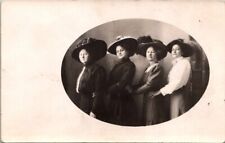 RPPC Women Fancy Large Hats Hands Each Other's Waists c1910 photo postcard FP6 picture