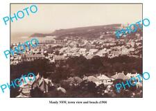 OLD LARGE PHOTO MANLY NSW TOWN VIEW & BEACH c1900 picture