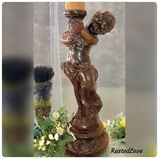 Vintage Cherub Statue Attila's Original Reproduction Chalkware Candle Holder picture