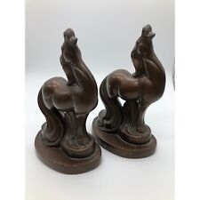 Nuart Creations Stylized Horse Bookends, Gray Metal Original Brown Bronze Finish picture