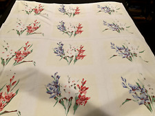Vintage Tablecloth MC Mid Century PRINT Gladiolas Flowers 58