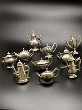 Sweet Set of 10 Pewter Napkin Rings Tea Party Set of 10 Teapots picture