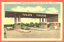 TURNER TURNPIKE, TULSA, OKLAHOMA – TULSA ENTRANCE - 1953 Linen Postcard picture