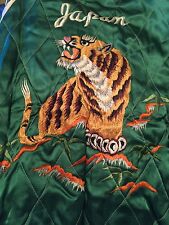 Vintage WWII Korea War Era Japan Souvenir Reversible Embroider Tiger Map Jacket. picture