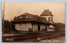 J87/ Bowerston Ohio RPPC Postcard c1910 Cadiz Railroad Depot  816 picture