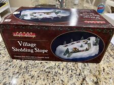 Vintage Winter Holiday Brand Village Sledding Slope Magnetic Sledders Musical picture