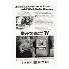 1952 GE Black Daylite TV: Even the Adirondacks No Barrier Vintage Print Ad picture