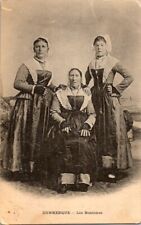 Vintage Postcard-real photo, 3 women DUNKERQUE- Les Bazennes 1909 picture