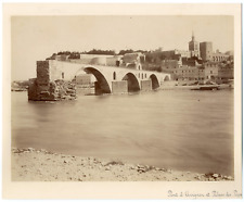 France, Avignon, Pont d'Avignon and Palais des Pape Vintage albumen print,  picture