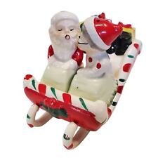 Vintage Rare 1950's Lipper and Mann Santas in Sleigh Salt & Pepper Shakers Japan picture