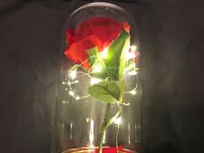 WR Lighted Beauty and the Beast Enchanted Gold Foil Rose In Glass Dome Love Gift picture