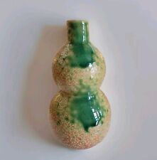 Rare Vintage Lava Drip Glaze Japanese Double Gourd Dohkan Sake Bottle Vase picture