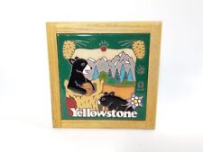 MASTERWORKS Handcrafted Ceramic Art Tile Trivet Framed, Yellowstone Black Bear picture