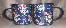 Enamelware Tin Coffee Mugs (2), Floral Print picture