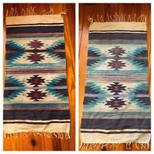 Vintage Rug New Mexico Santa Fe Chimayo Woven Wool Southwestern Small 41 x 20.5