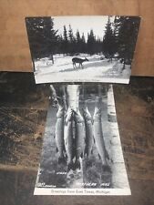 EAST TAWAS Michigan -Post Cards- Northern Pike,Deer. Real Photos. picture