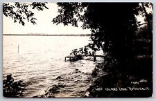 Ruthven Iowa~Lost Island Lake~View from Shore~Benches on Dock~1920s RPPC picture