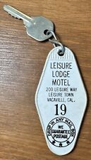 Vintage LEISURE LODGE MOTEL Hotel Room Key & Fob #19 Vacaville California picture