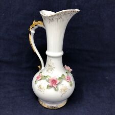 Lefton China White Gold Trimmed 3D Flowers Bud Vase picture