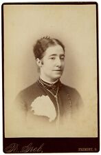 CIRCA 1890'S Named CABINET CARD Lovely Woman Victorian Dress Grob Fremont, OH picture