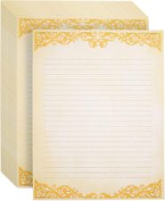48-Pack Vintage-Style Lined Stationary Paper for Writing Letters, Antique, Old picture