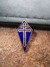 Vintage WWII French Resistance France Libre Cross of Lorraine Blue Enamel Pin picture
