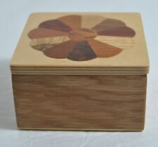 Vintage Artist Signed Handcrafted Detailed Flower Wooden Trinket Box picture