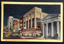 Harrisburg Pa night view of market street postcard picture