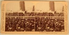 BIDDING FRIENDS GOD SPEED NEW YORK PEOPLE SHIP BOAT STEREOVIEW 1895 picture