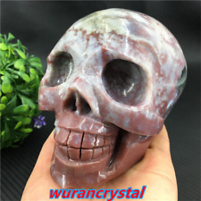 A+ 2.2LB Natural Ocean Jasper skull hand-carved Quartz crystal reiki healing Gem picture