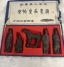 Vintage Lot of 5 Chinese Terra-Cotta Warriors & Horses of Qin Dynasty Figurine picture