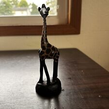 Vintage Hand-Carved Wooden Giraffe Statue Boho Eclectic Folk Decor 8in picture