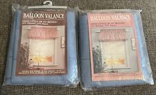 2 VTG 80s Kenney Balloon Valance Curtain Country Blue 86”x22” Double Rod Pocket picture