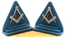 VTG Set (2) Masonic Freemason Cast Iron All Seeing Eye Compass Square Bookends picture