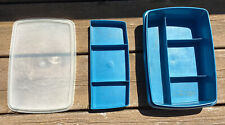 Vintage Tupperware Tuppercraft 3 Pc Sewing / Craft Storage Box #767 Blue picture