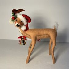 Vintage Annalee '93 Reindeer Doll Santa Hat Bell 8