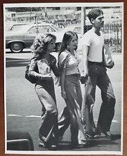 1973 B&W Glossy Photo New York City Retro Fashion Platforms Hairstyles 8x10 picture